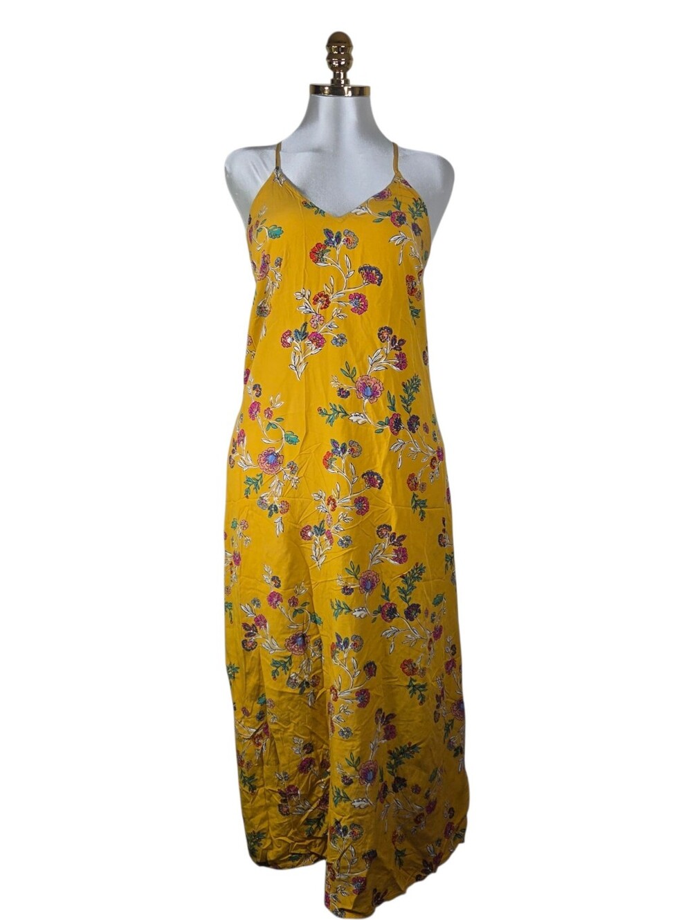 Old Navy Mustard Yellow Floral Dress Tag Detail